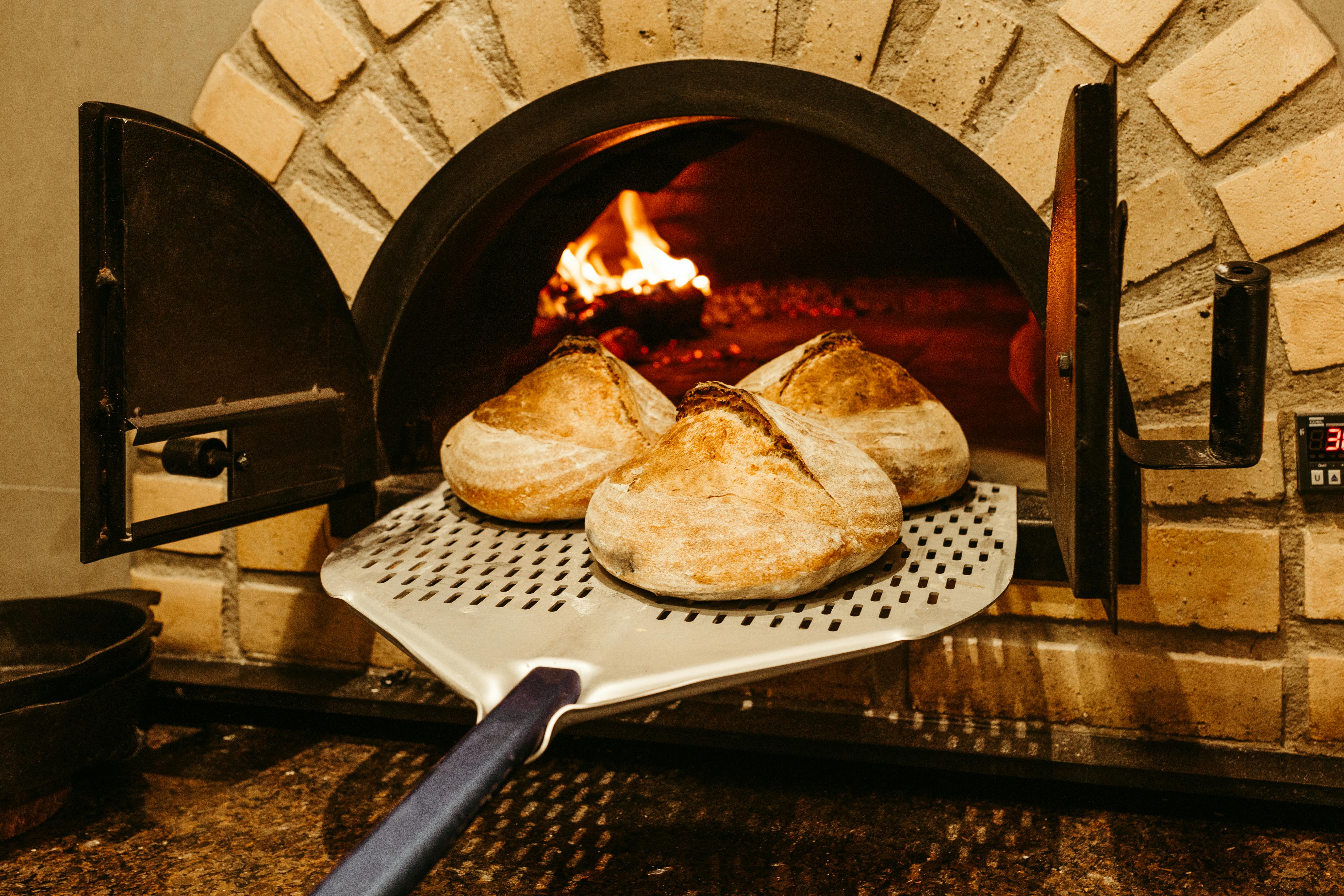 Bread baking in an oven